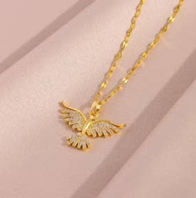 New brilliant 18K gold plated necklaces with Vintage Phoenix pendant for women, Retro style, daily female use, stainless steel neck chain
