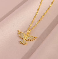 New brilliant 18K gold plated necklaces with Vintage Phoenix pendant for women, Retro style, daily female use, stainless steel neck chain