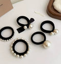 Elegant 5-piece women's hair band suit, high elasticity seamless fabric, imitation pearl bow design, Ladies and girls love!
