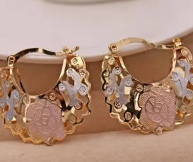 14K gold plated hoop earrings for women, elegant, perfect for weddings, parties and birthdays
