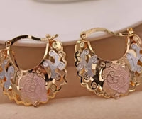 14K gold plated hoop earrings for women, elegant, perfect for weddings, parties and birthdays