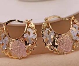 14K gold plated hoop earrings for women, elegant, perfect for weddings, parties and birthdays