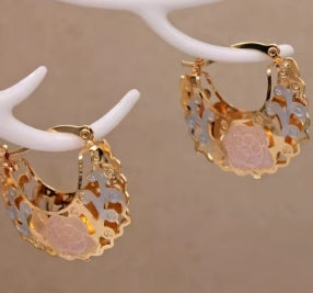 14K gold plated hoop earrings for women, elegant, perfect for weddings, parties and birthdays