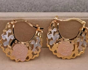 14K gold plated hoop earrings for women, elegant, perfect for weddings, parties and birthdays