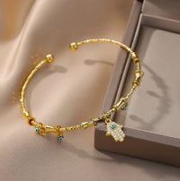 Hand bracelet against the evil eye for women, stainless steel zircon bracelet, Turkish lucky bracelet, luxury jewelry for couples, bijouxfemme bracelets