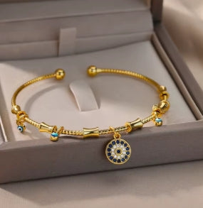 Hand bracelet against the evil eye for women, stainless steel zircon bracelet, Turkish lucky bracelet, luxury jewelry for couples, bijouxfemme bracelets