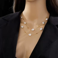 Large 2 in 1 pearl pendant necklace made of 316L stainless steel for women, new trend, neck jewelry chain for girls, wedding gift for party