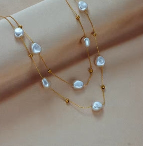 Large 2 in 1 pearl pendant necklace made of 316L stainless steel for women, new trend, neck jewelry chain for girls, wedding gift for party