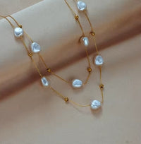 Large 2 in 1 pearl pendant necklace made of 316L stainless steel for women, new trend, neck jewelry chain for girls, wedding gift for party