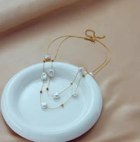Large 2 in 1 pearl pendant necklace made of 316L stainless steel for women, new trend, neck jewelry chain for girls, wedding gift for party