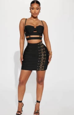 Punk bandage skirt suit European and American sexy suspender skirt night club suit