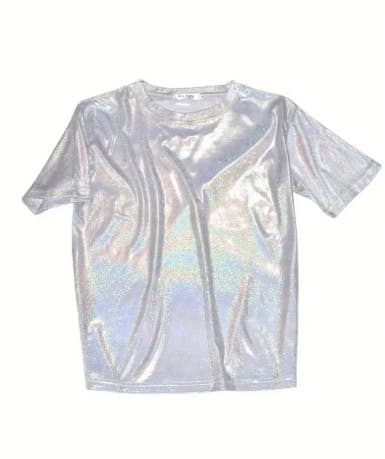 Women'S Shiny Metallic Bling Blouse - Bright Silvery-like Finish, Lightweight Everyday & Formal Tops, Non-See-Through Party Shirt for Women,