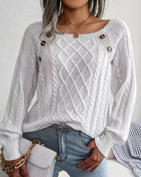 Women's Round Neck Loose Knitted Sweater Solid Color Elegant Spring And Autumn Pullover