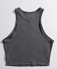 Women's Greek Mythology Medusa & Greek Key Cropped Tank Top - Grey Sleeveless Shirt, Casual All-Season Wear, Wrinkle-Resistant Round Neck Blouse (Medusa Print Vest) for Jeans & Dresses - Machine Washable Greek Goddess Style