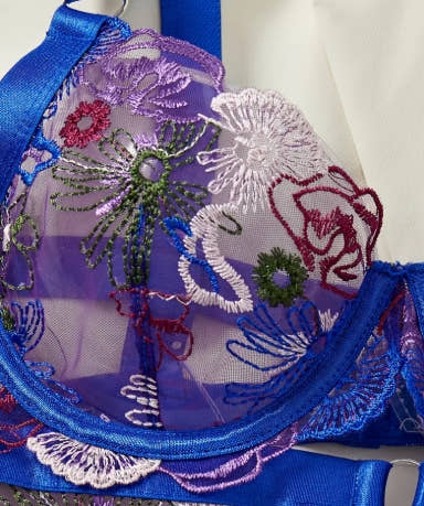 2pcs Set Of Colorful Erotic Lingerie with Embroidery, Sexy French Lace, Steel Ring Gathering, Waist Shaping, And Tight Fitting Clothes