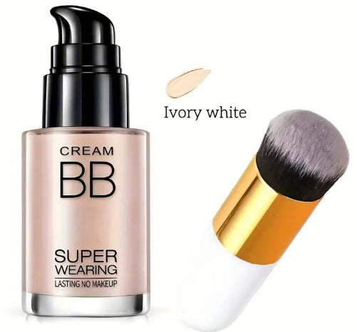 3pcs Liquid BB Cream Liquid Foundation - Ultra-Durable, Long-Lasting Flawless Makeup, Moisture Barrier, Medium Coverage, Suitable for All Light Beige Types