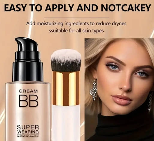 3pcs Liquid BB Cream Liquid Foundation - Ultra-Durable, Long-Lasting Flawless Makeup, Moisture Barrier, Medium Coverage, Suitable for All Light Beige Types
