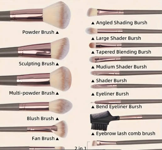 15pcs Valentine's Day Gift Set - Complete Makeup Brush Set - High-quality Synthetic Eyeshadow Powder Foundation Face Blending Blush Brush