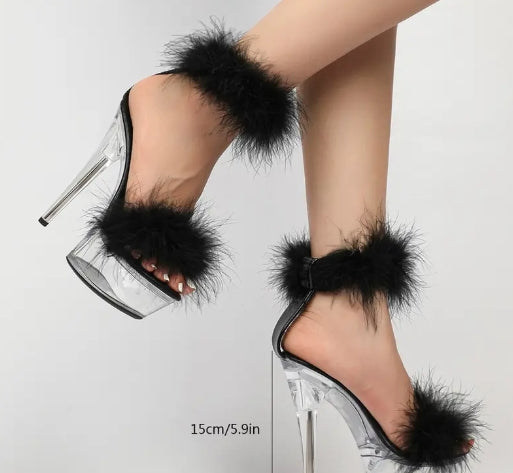 Women'S Shoes Spring Clear Heels Sandals Slipper Shoes for Party Club 5.51inch Heel