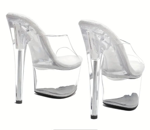 EELSXO Women'S 7 In Clear Platform Sandal Heels Sexy, 7 In Pole Dance High Heel Clear Platform,