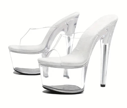 EELSXO Women'S 7 In Clear Platform Sandal Heels Sexy, 7 In Pole Dance High Heel Clear Platform,