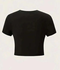 Womens Pure - Black Crop Top: Sweetheart Charm Black Crop Top Daddys Babygirl Edition - Perfect for Spring Summer and Fall Bold Statement Top Comfortable Stretchy Fit Love