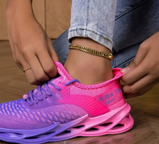Women'S Gradient Pink to Purple Running Shoes - Breathable Knit Upper, Cushioned EVA Sole - Lightweight Gym, Jogging, Walking Sneakers