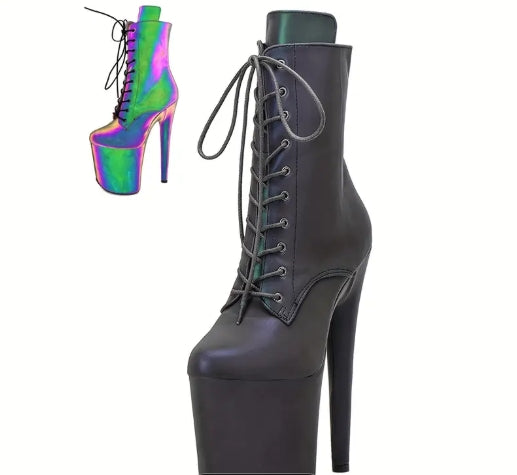 POXOHEELS Women'S 8 Inch Pole Dance Ankle Boots Shoes 20cm Platform Stiletto Exotic Heel