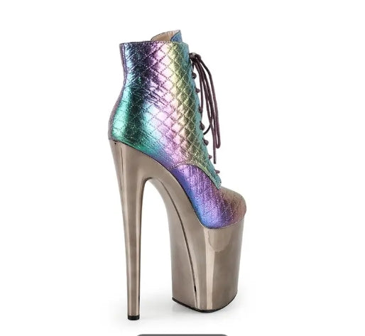 Sexy Exotic Lace Up Women's Stripper Platform Ankle Boots in Multi