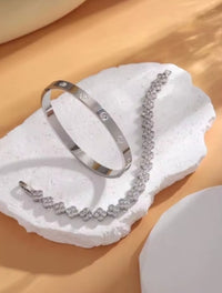UILZ Delicate Lucky Clover Women Bracelet High Quality Stainless Steel Morandi Colors Shining Zircon Inlaid Charm Jewelry Gift