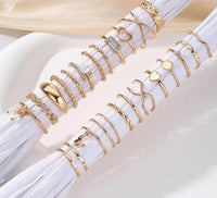 FKM Gold Knuckle Rings Set For Women Vintage Stackable Joint Finger Midi Rings Dainty Cubic Zirconia Crystal Simple Twist Hollow Cute Rings Pack Jewelry Gift