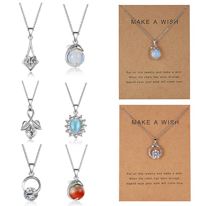 Dolphin Natural Stone Paper Card Necklace