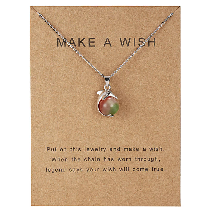 Dolphin Natural Stone Paper Card Necklace
