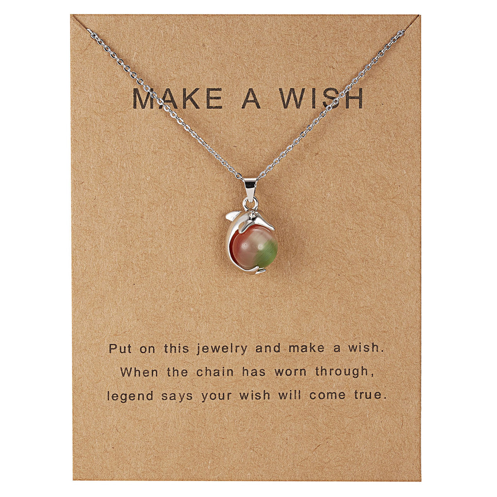Dolphin Natural Stone Paper Card Necklace