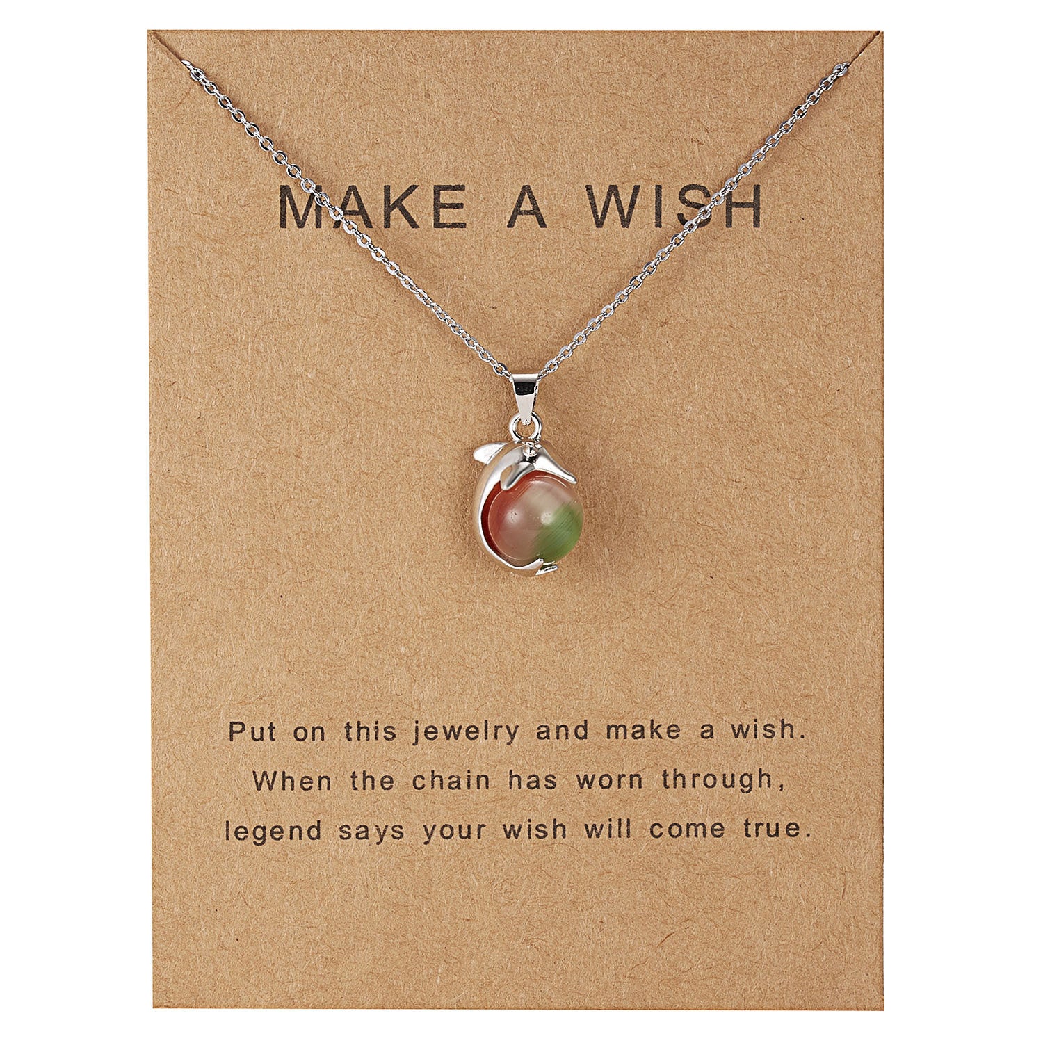 Dolphin Natural Stone Paper Card Necklace
