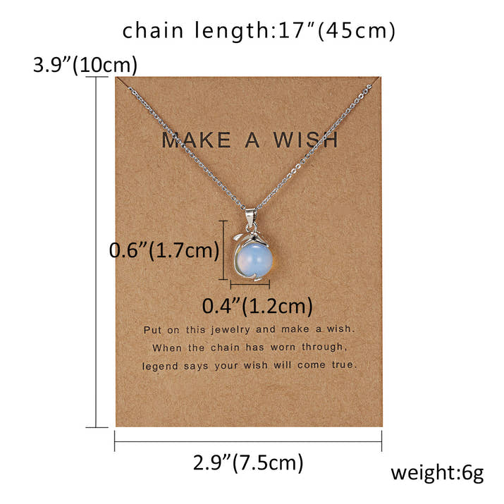 Dolphin Natural Stone Paper Card Necklace