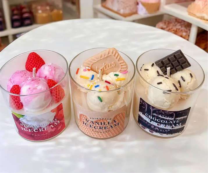 Ice Cream Candle Realistic Dessert Soy Wax Candle Collection