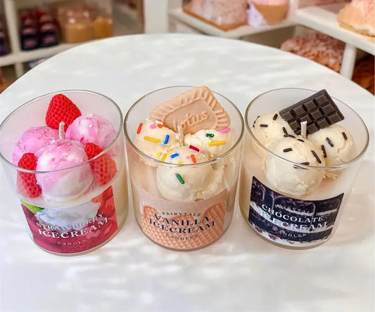 Ice Cream Candle Realistic Dessert Soy Wax Candle Collection